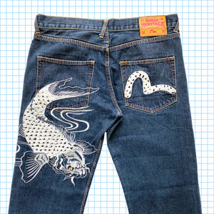 Evisu Koi Carp Embroidered Selvedge Denim Jeans - 34/36” Waist