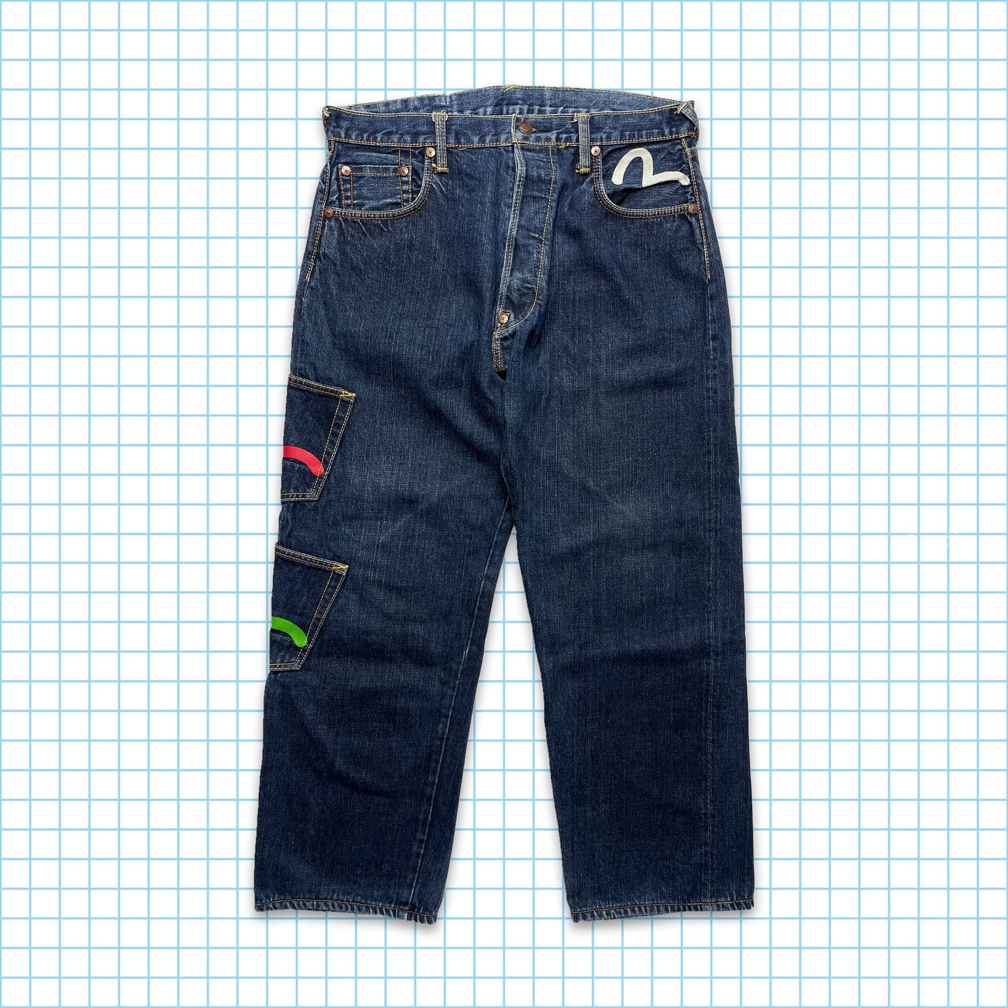 Vintage Evisu Big Multi Pocket Indigo Selvedge Denim - 32" / 34" Waist