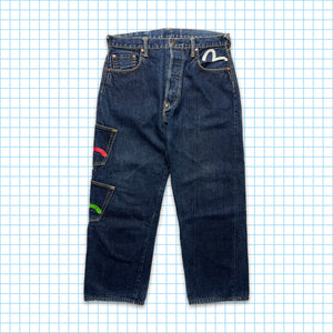 vintage Evisu Big Multi Pocket Indigo Selvedge Denim - Taille 32 » / 34 »