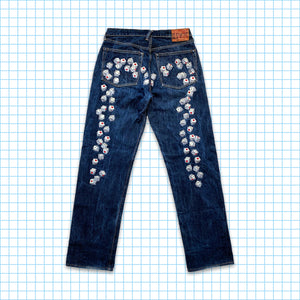 vintage Evisu Selvedge Denim Dice Jeans brodés - Taille 32 » / 33 »
