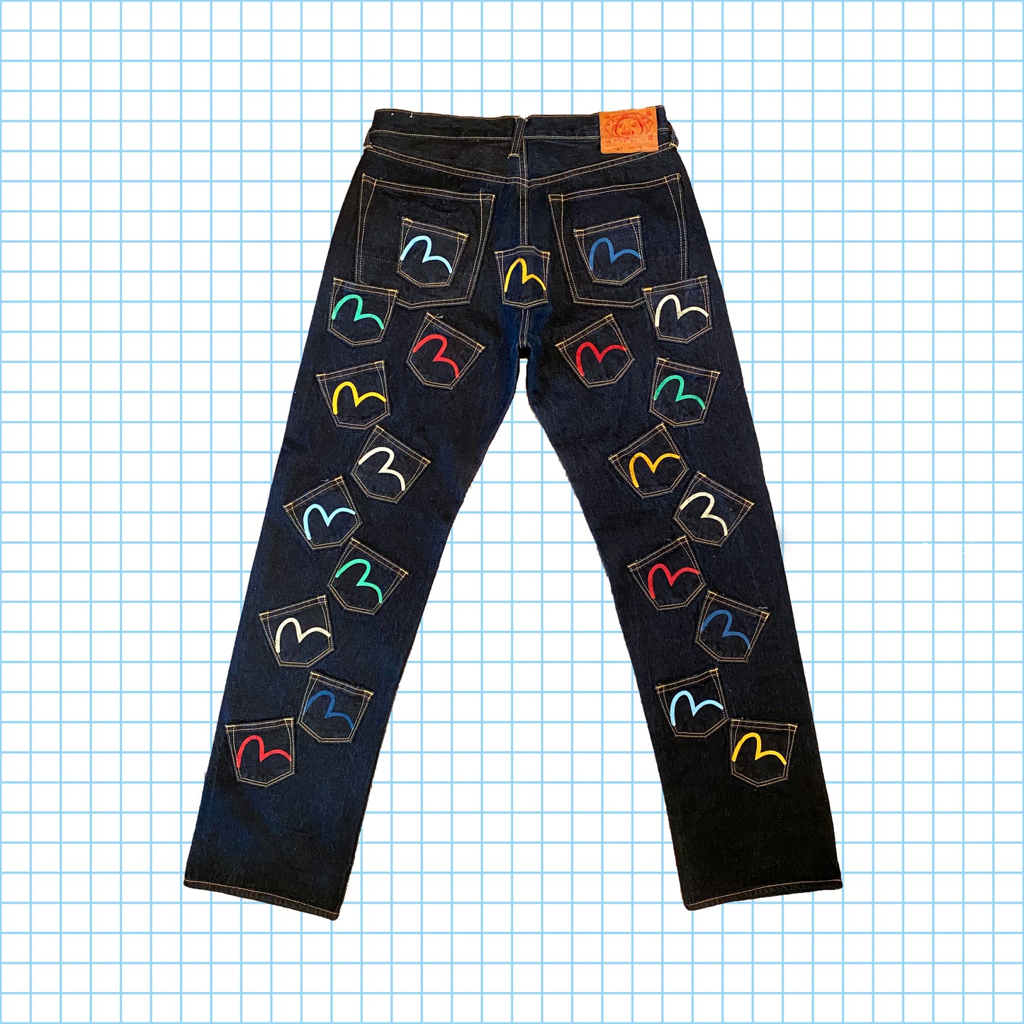 Evisu Multi Poche Indigo Denim - Taille 34/36"