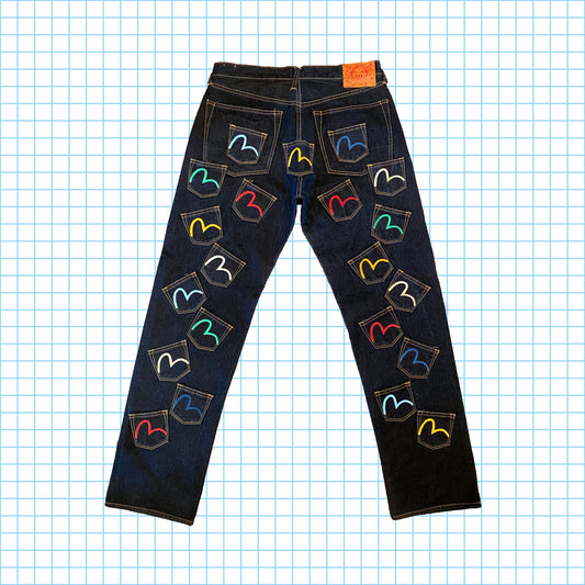 Evisu Multi Poche Indigo Denim - Taille 34/36"