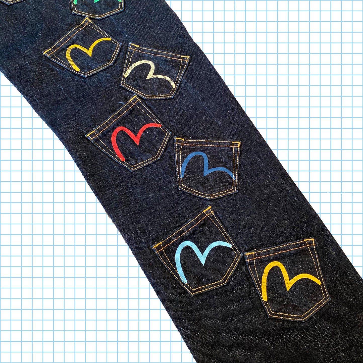 Evisu Multi Poche Indigo Denim - Taille 34/36"