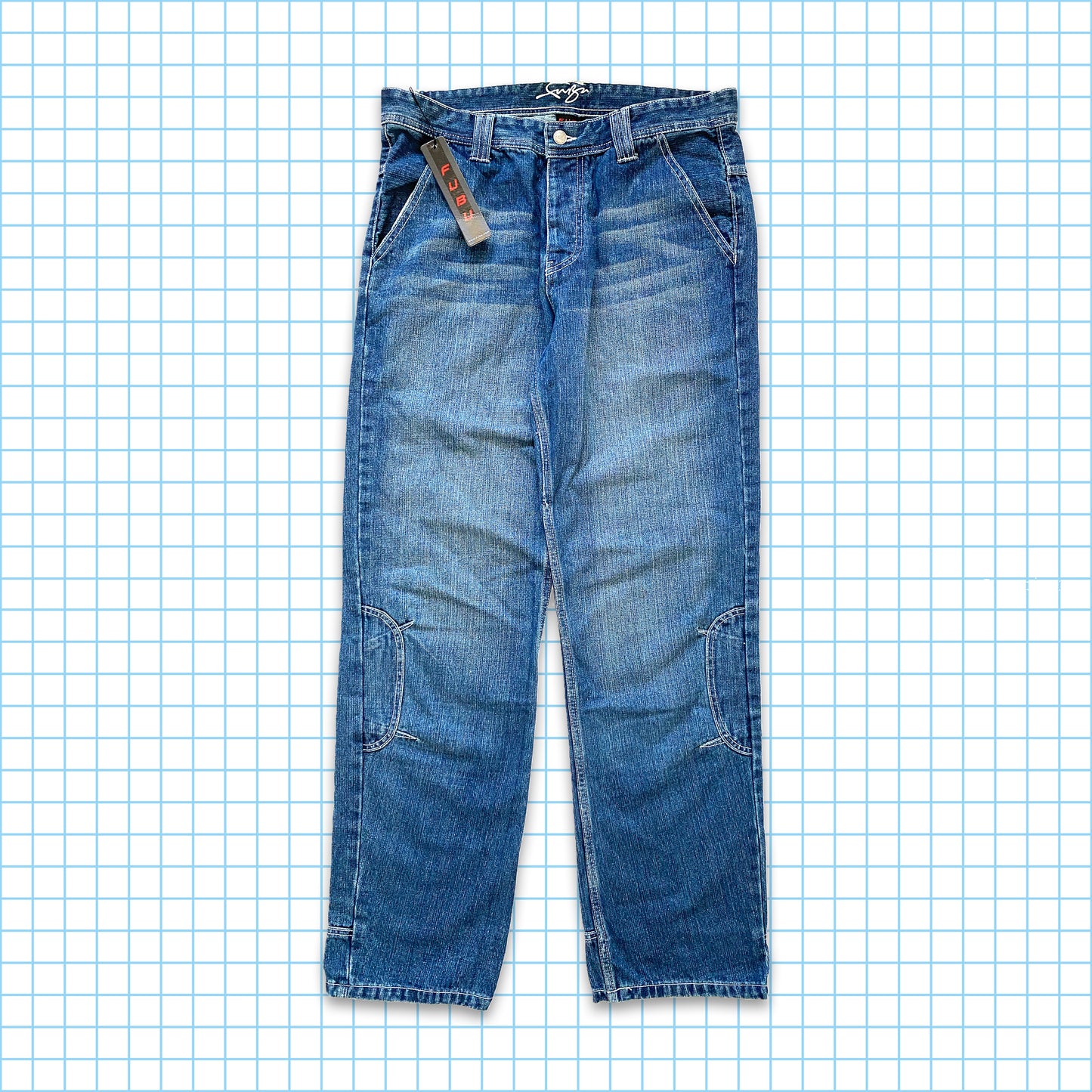 vintage Fubu Renforcé Genou Denim - Taille 34 »