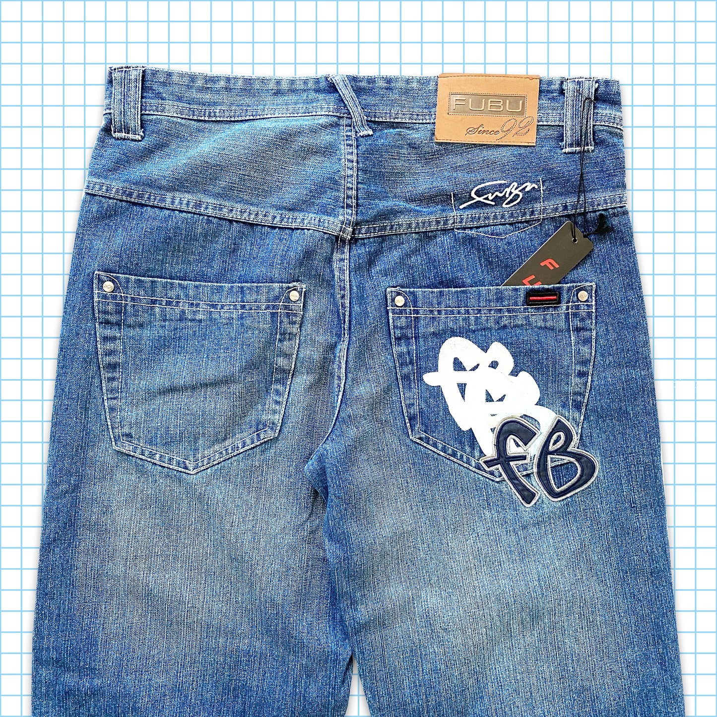 vintage Fubu Renforcé Genou Denim - Taille 34 »