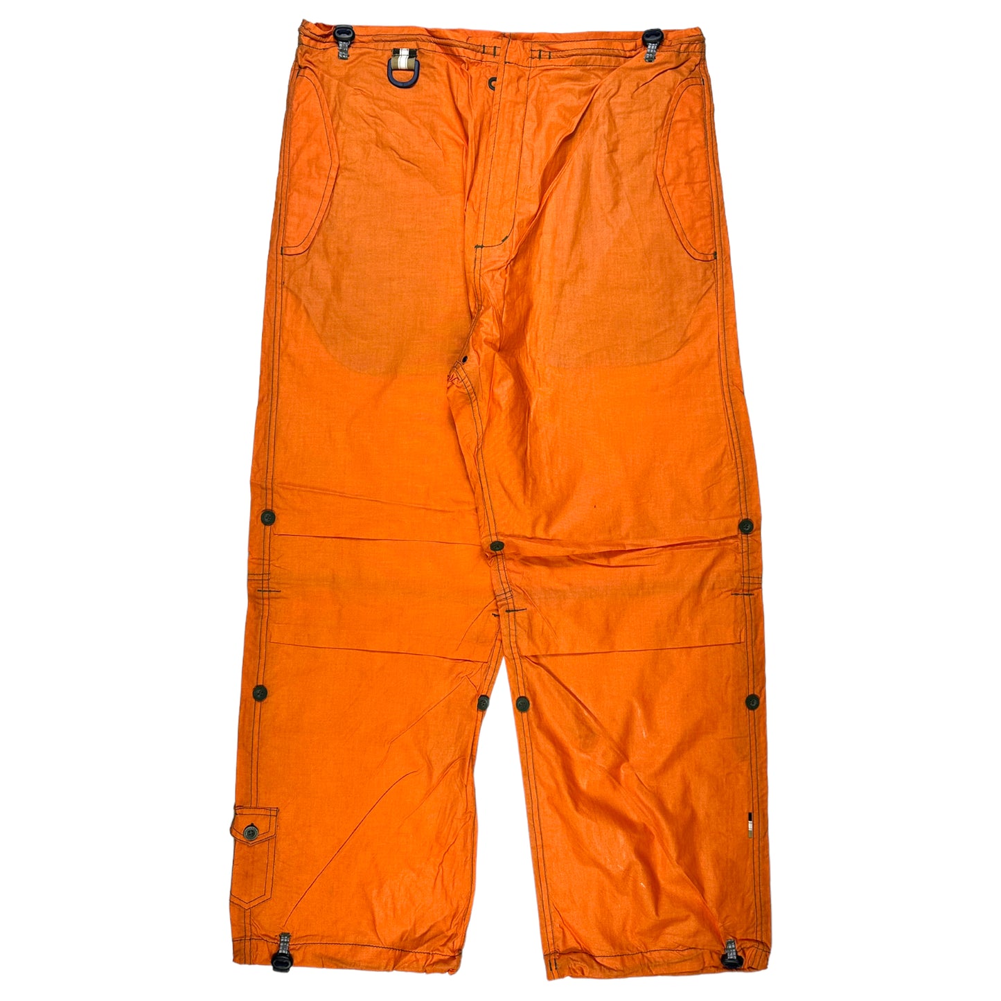 Early 2000's Maharishi Bright Orange Waxed Cotton Snopant - Large
