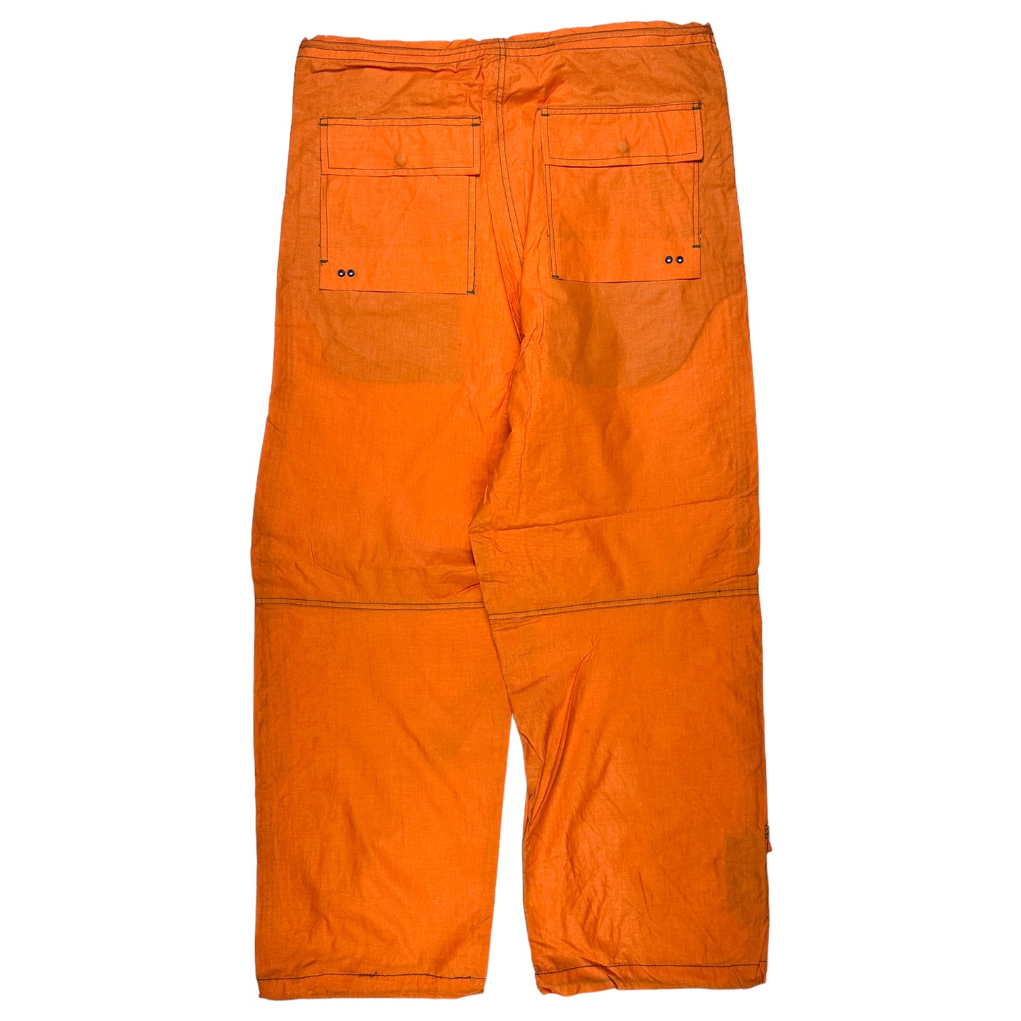 Early 2000's Maharishi Bright Orange Waxed Cotton Snopant - Large