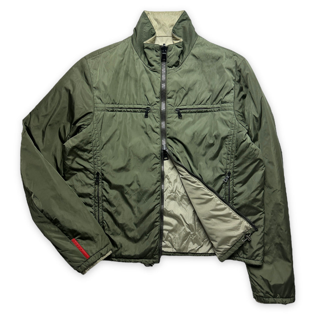 Prada Sport 2in1 Reversible Light Green/Olive Nylon Jacket