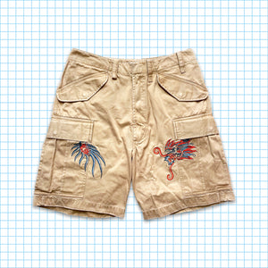 Vintage Maharishi Beige Dragon Embroidered Shorts - Small