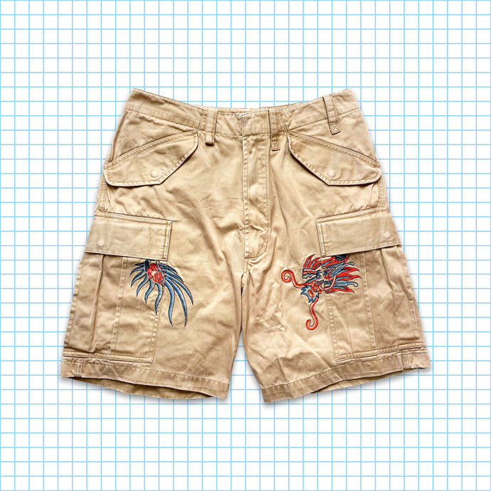 Short brodé de dragon beige Maharishi vintage - Petit