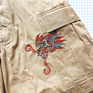 Vintage Maharishi Beige Dragon Embroidered Shorts - Small