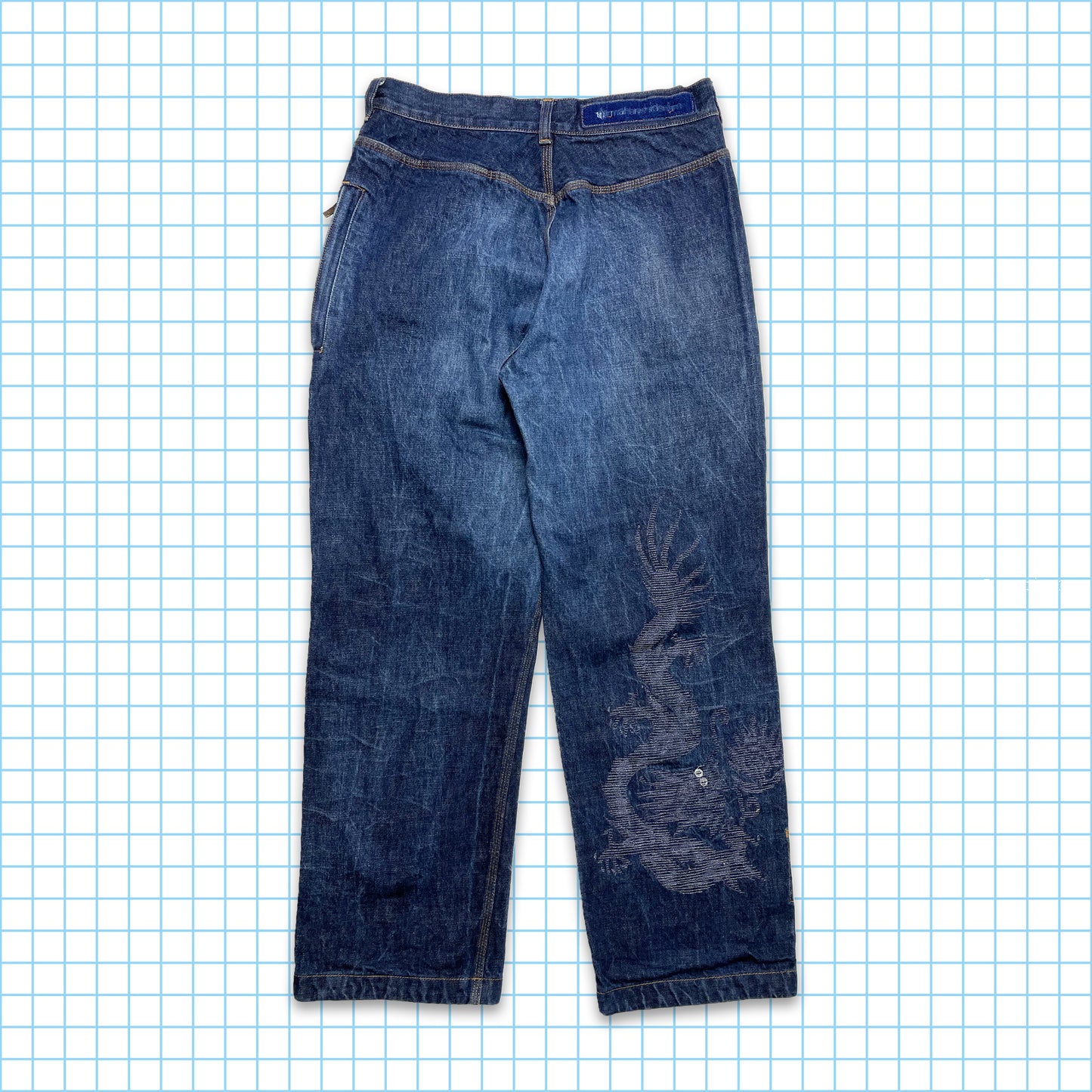 Vintage Maharishi Tonal Dragon Embroidered Selvedge Denim - 32" Waist
