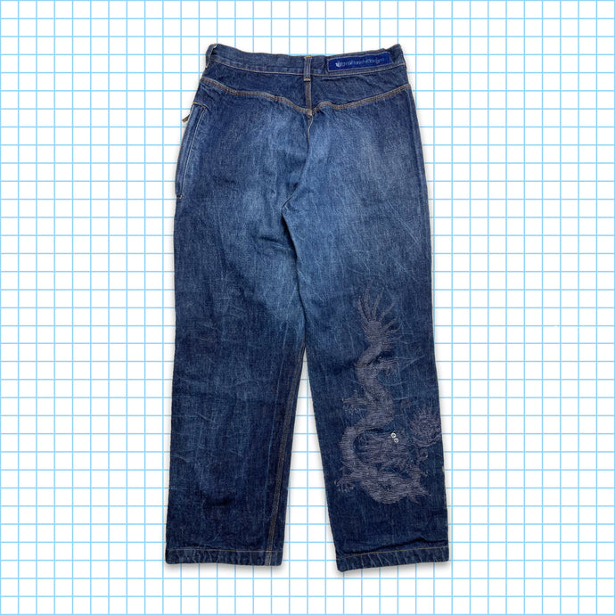 vintage Maharishi Tonal Dragon Brodé Selvedge Denim - Taille 32 »