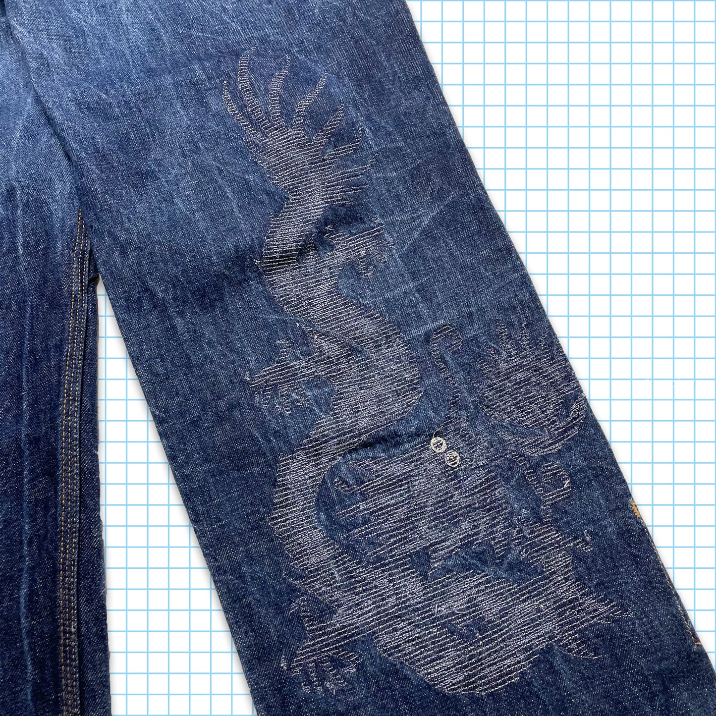 Vintage Maharishi Tonal Dragon Embroidered Selvedge Denim - 32" Waist