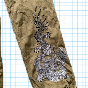 Maharishi カーキ ドラゴン刺繍スノパンツ - S