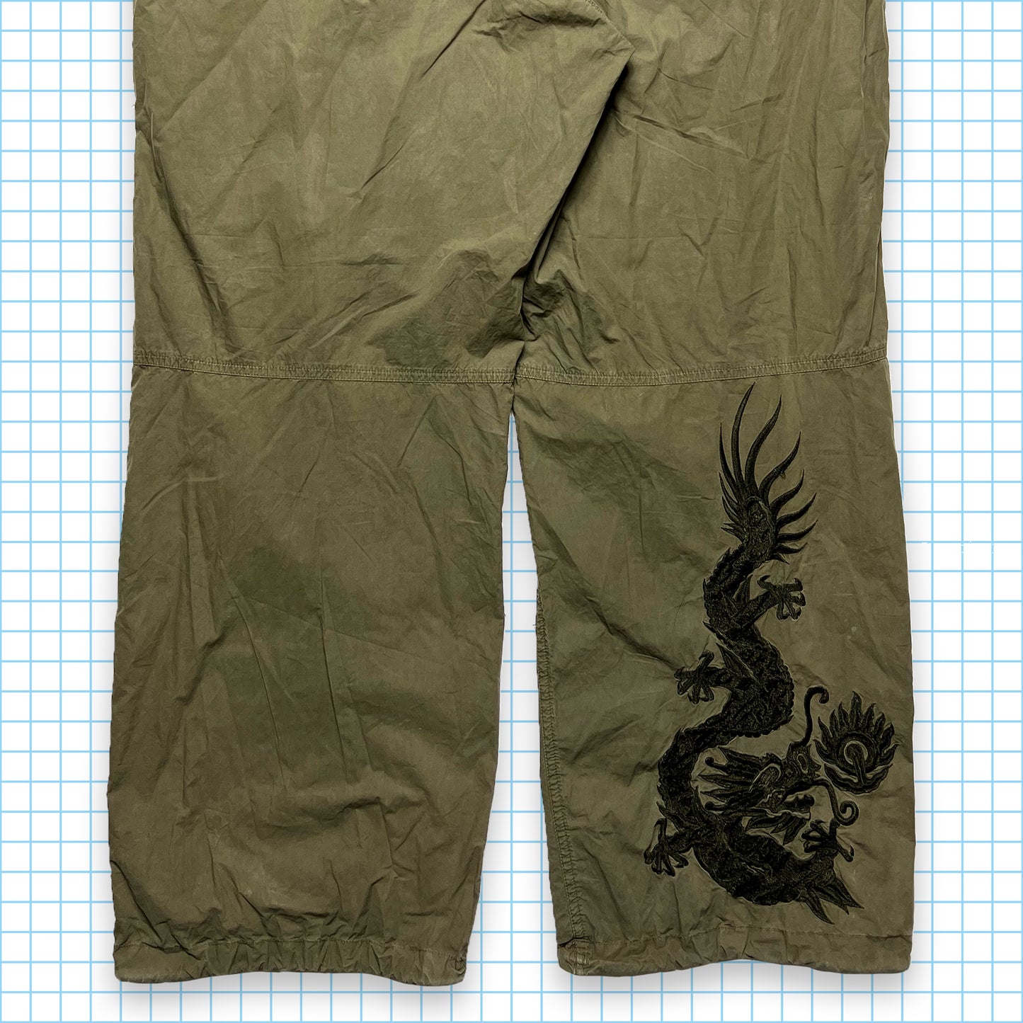 Vintage Maharishi Khaki Dragon Embroidered Snopants - Large