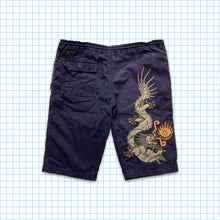 Load image into Gallery viewer, Maharishi Navy Woven Dragon Embroidered Shorts - Small