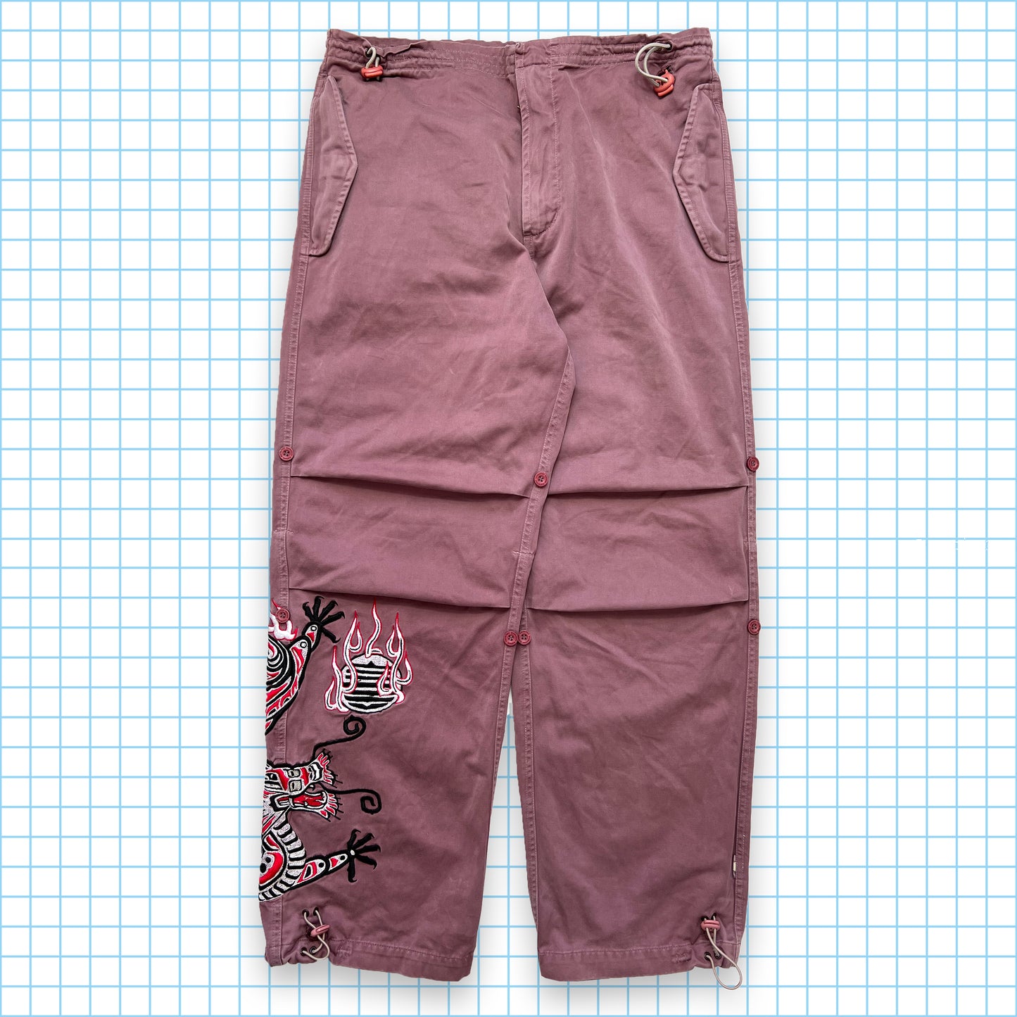 Maharishi Dusty Pink Dragon Embroidered Snopants - 28" - 32" Waist
