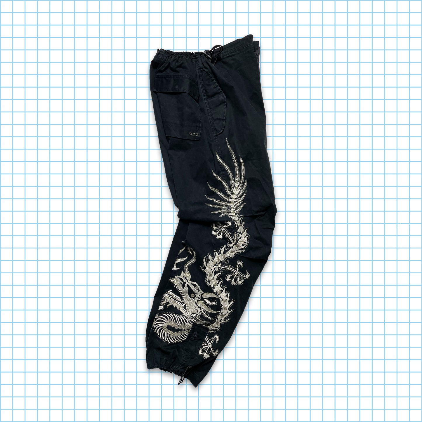 Vintage Maharishi Full Leg Embroidered Skeleton Dragon - Medium