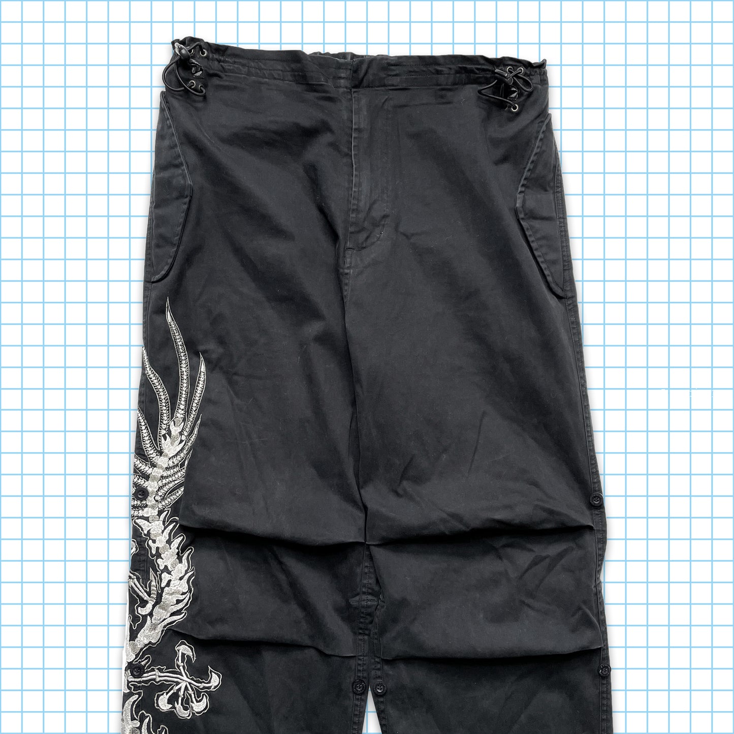 Vintage Maharishi Full Leg Embroidered Skeleton Dragon - Medium