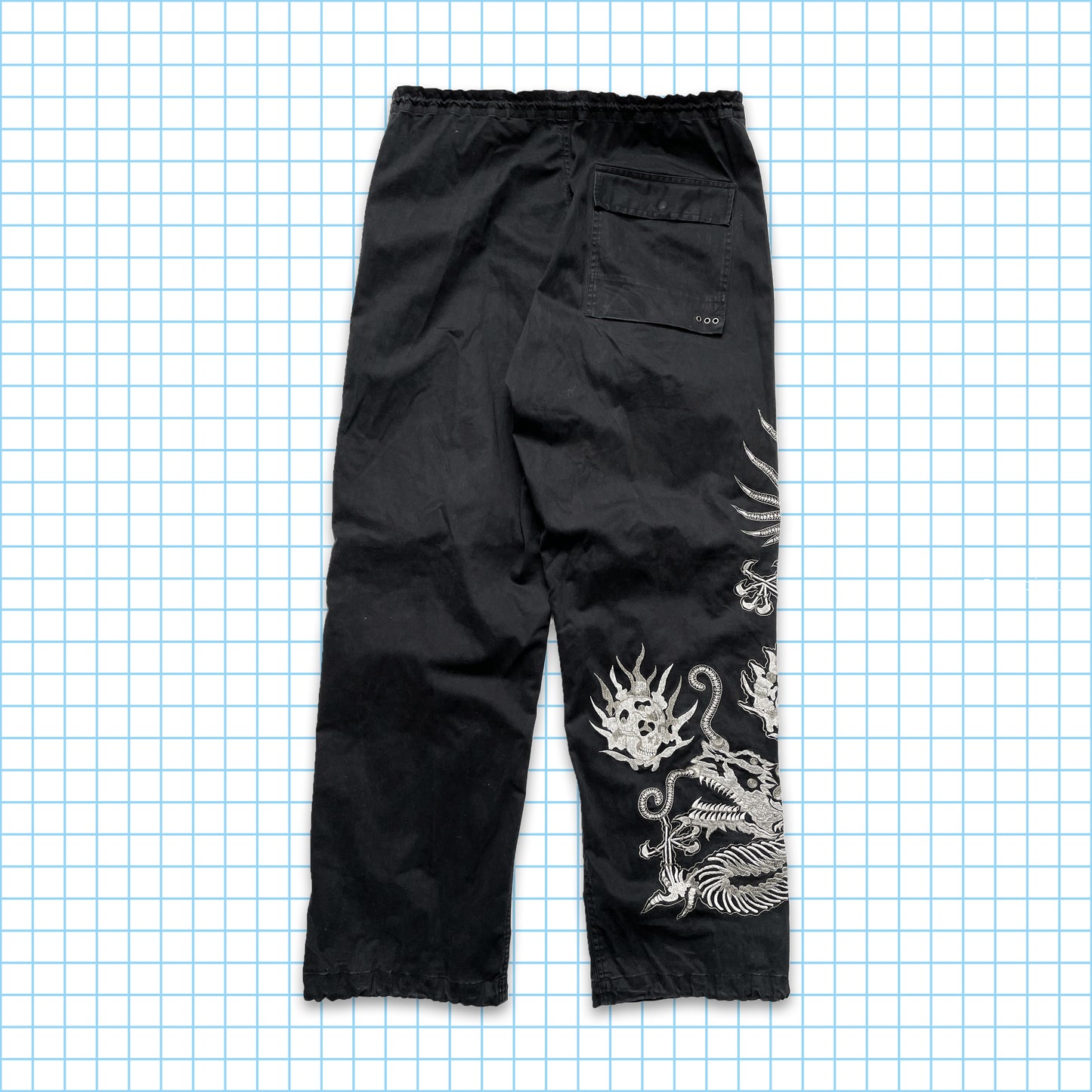 Vintage Maharishi Full Leg Embroidered Skeleton Dragon - Medium