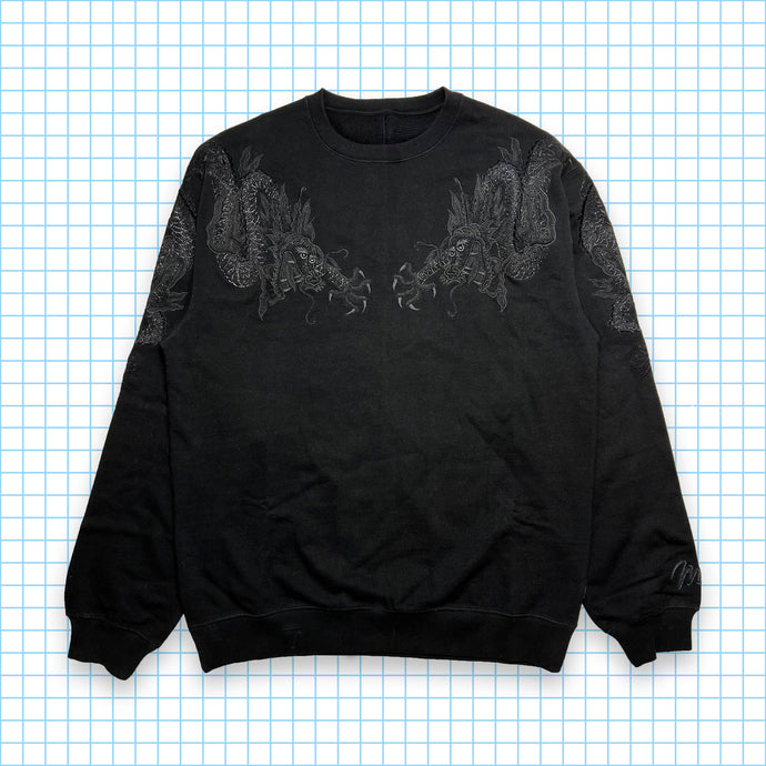 Maharishi Jet Black Tonal Dragon Brodé Crewneck SS21' - Large