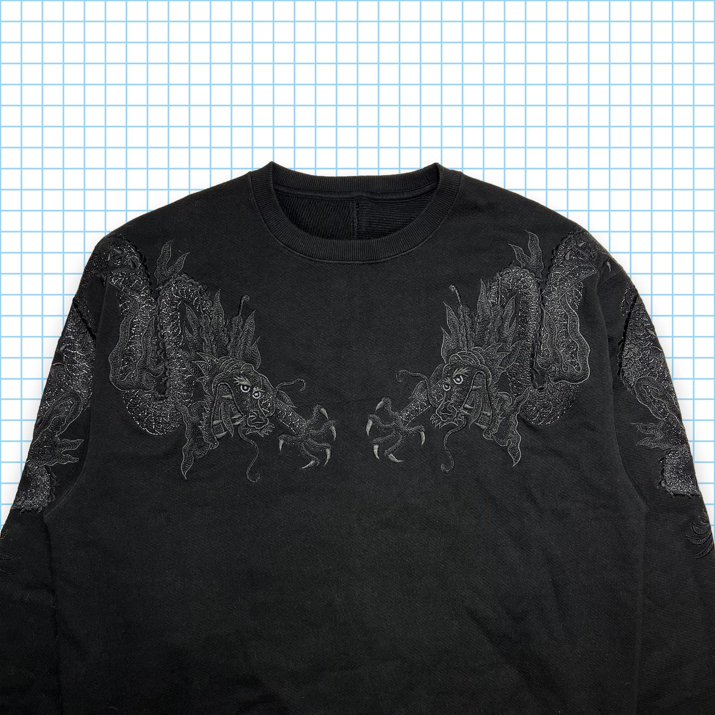 Maharishi Jet Black Tonal Dragon Embroidered Crewneck SS21' - Large