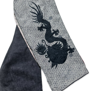 Early 2000's Maharishi Tonal Embroidered Dragon Selvedge Denim - 36/38" Waist