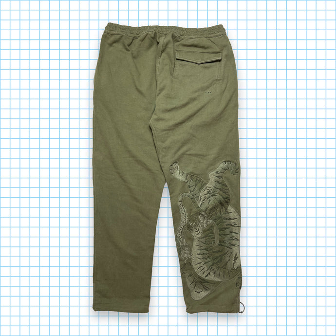 Maharishi Pantalon de survêtement brodé ton sur ton vert kaki - Taille 34