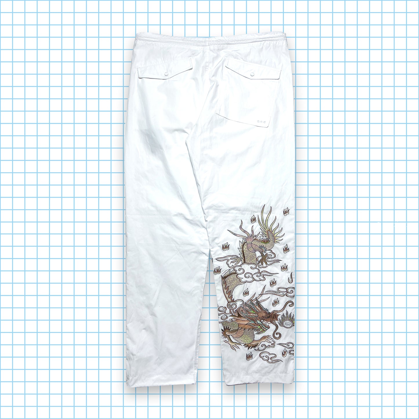 Maharishi Pearl Dragon White Embroidered Snopants SS21' - 32" - 38" Waist
