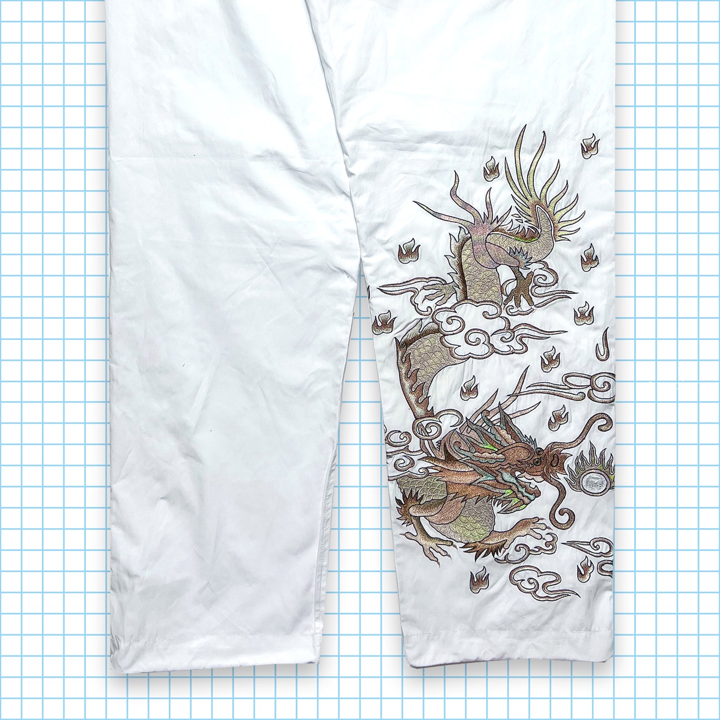 Maharishi Pearl Dragon White Embroidered Snopants SS21' - 32" - 38" Waist