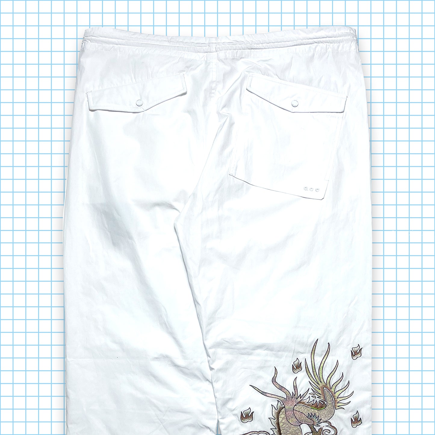 Maharishi Pearl Dragon White Embroidered Snopants SS21' - 32" - 38" Waist