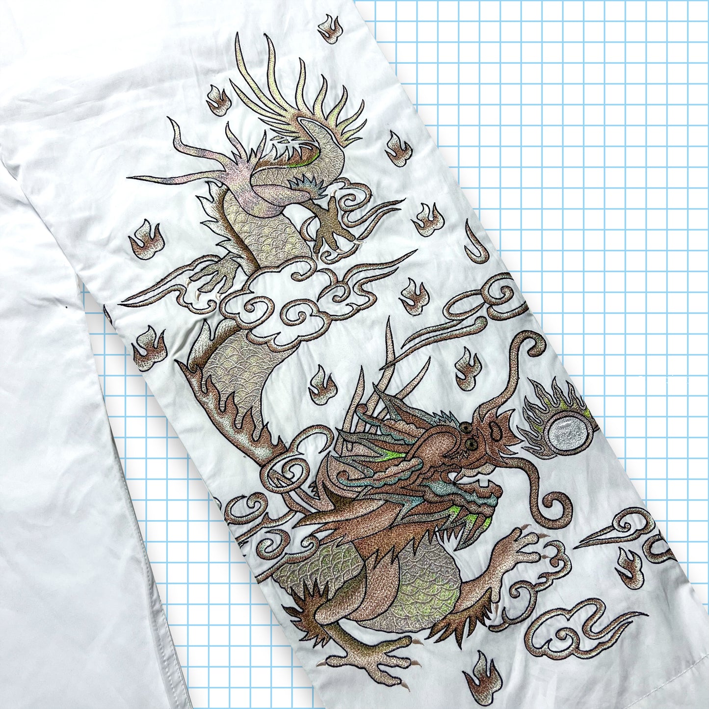 Maharishi Pearl Dragon White Embroidered Snopants SS21' - 32" - 38" Waist