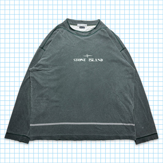 SS98' Stone Island Washed Grey Motion Graphic T-shirt à manches longues - Extra Large / Extra Extra Large