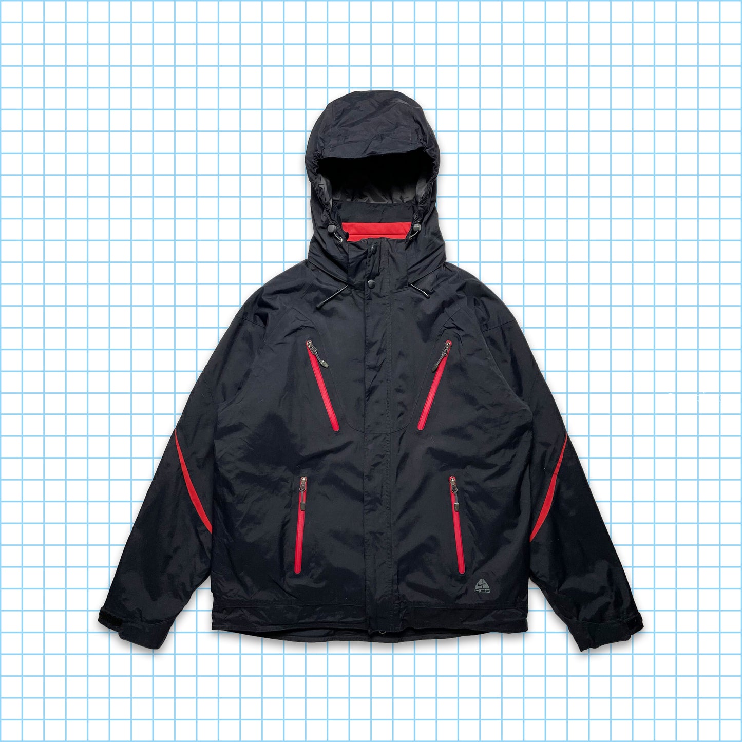 ビンテージ ナイキ ACG 2in1 テープ マルチ ポケット タクティカル ジャケット - M / L