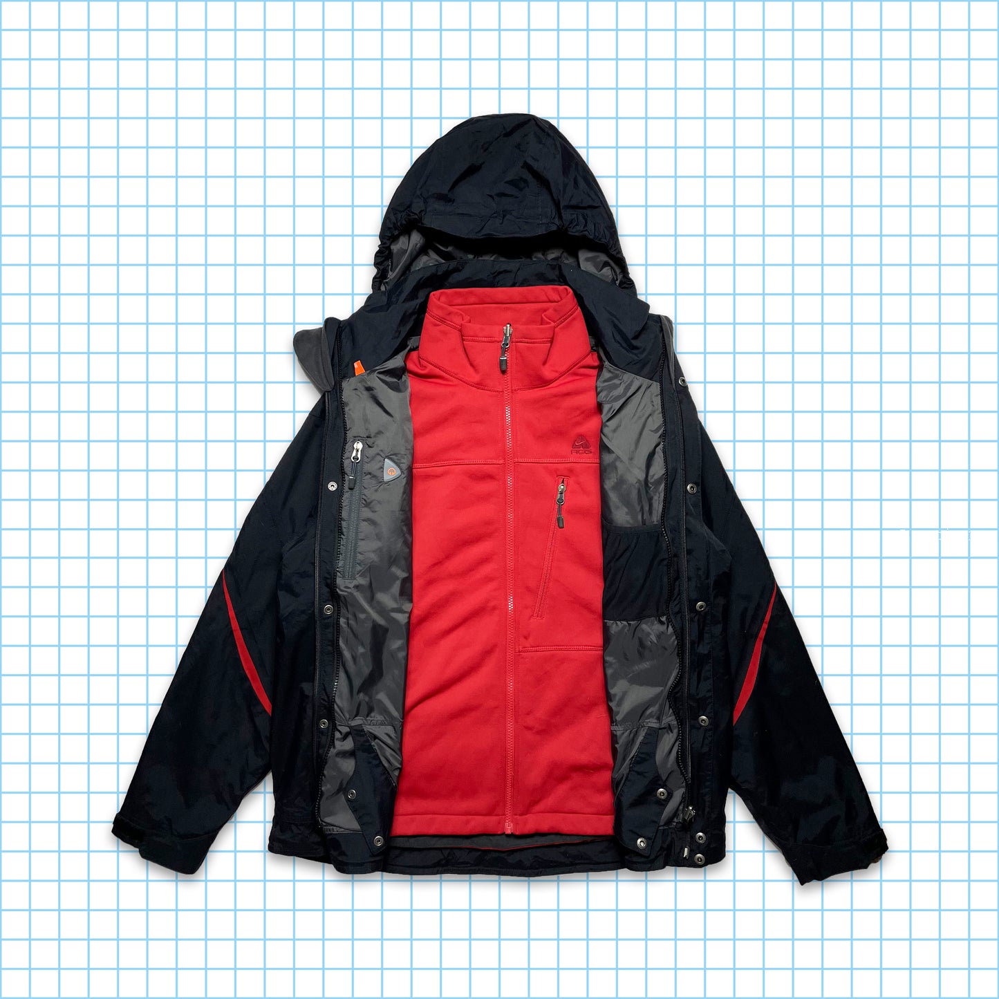 ビンテージ ナイキ ACG 2in1 テープ マルチ ポケット タクティカル ジャケット - M / L