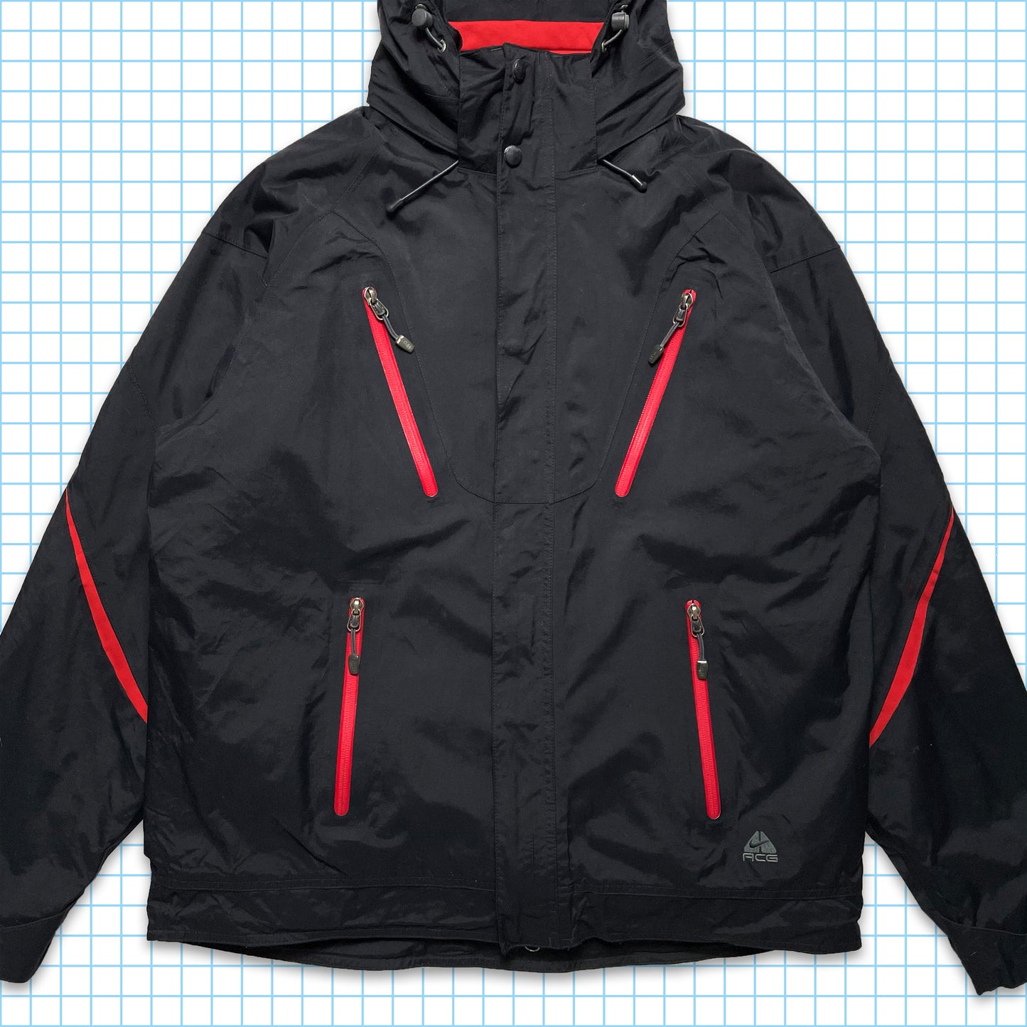 ビンテージ ナイキ ACG 2in1 テープ マルチ ポケット タクティカル ジャケット - M / L