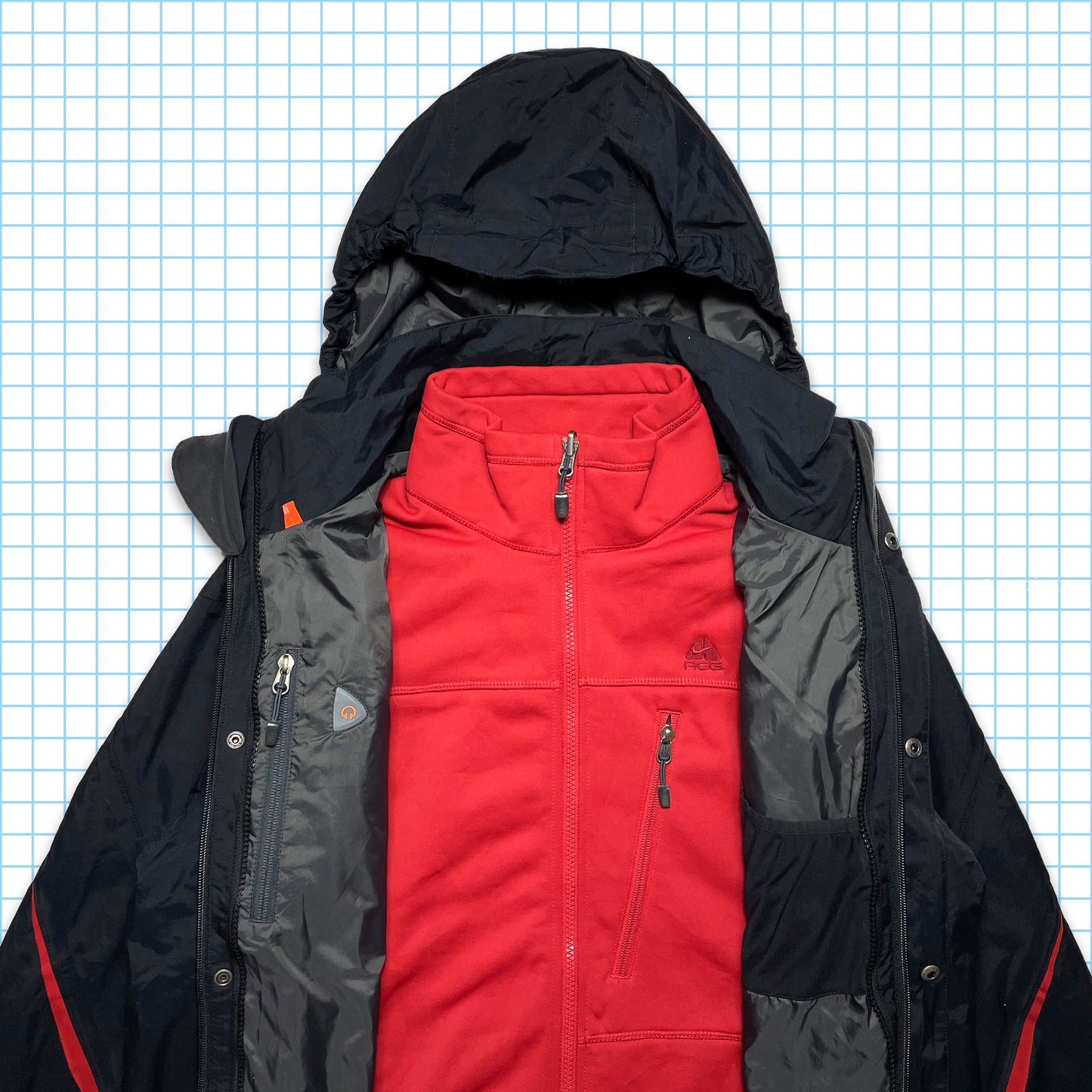 ビンテージ ナイキ ACG 2in1 テープ マルチ ポケット タクティカル ジャケット - M / L