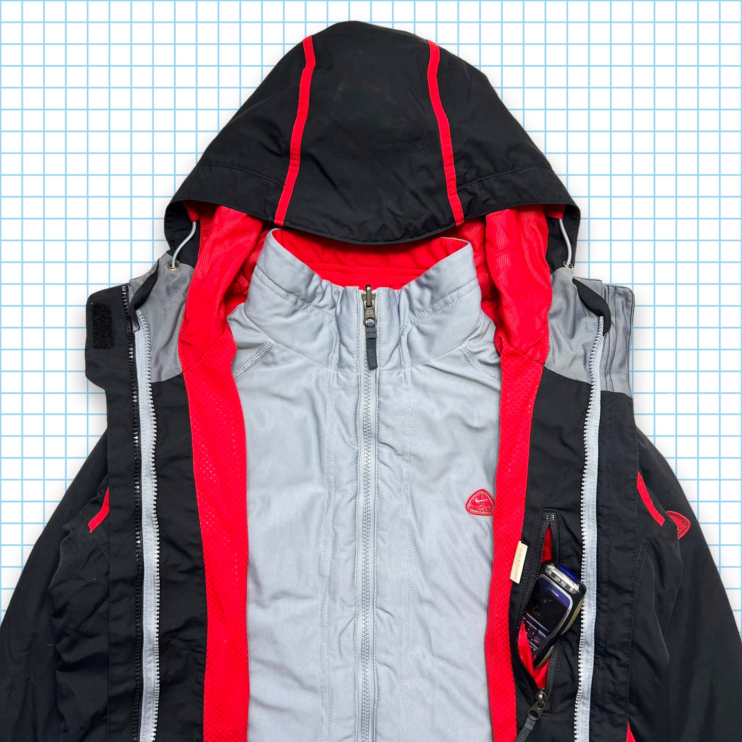 Nike ACG Red/Black Taped 2in1 Technical Jacket - Medium
