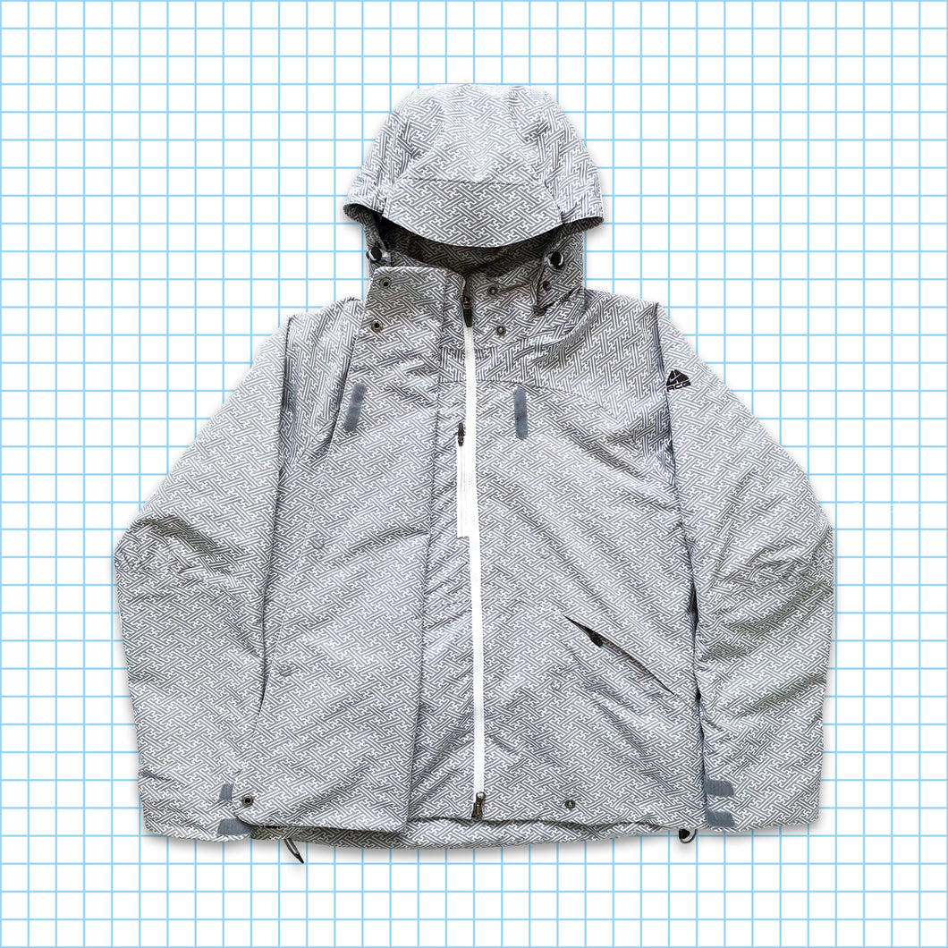 Vintage Nike ACG Aztek Grey/White Padded Jacket - Large