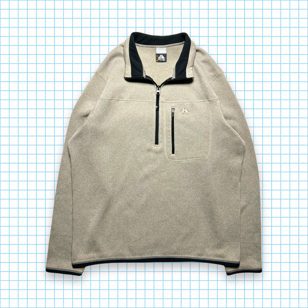 Nike ACG Off White Tonal Quarter Zip - Large / Extra Large