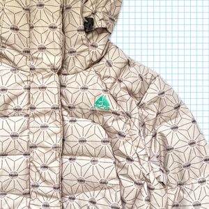 Nike ACG Abstract All Over Graphic Light Beige 550 Down Puffer Jacket - Medium