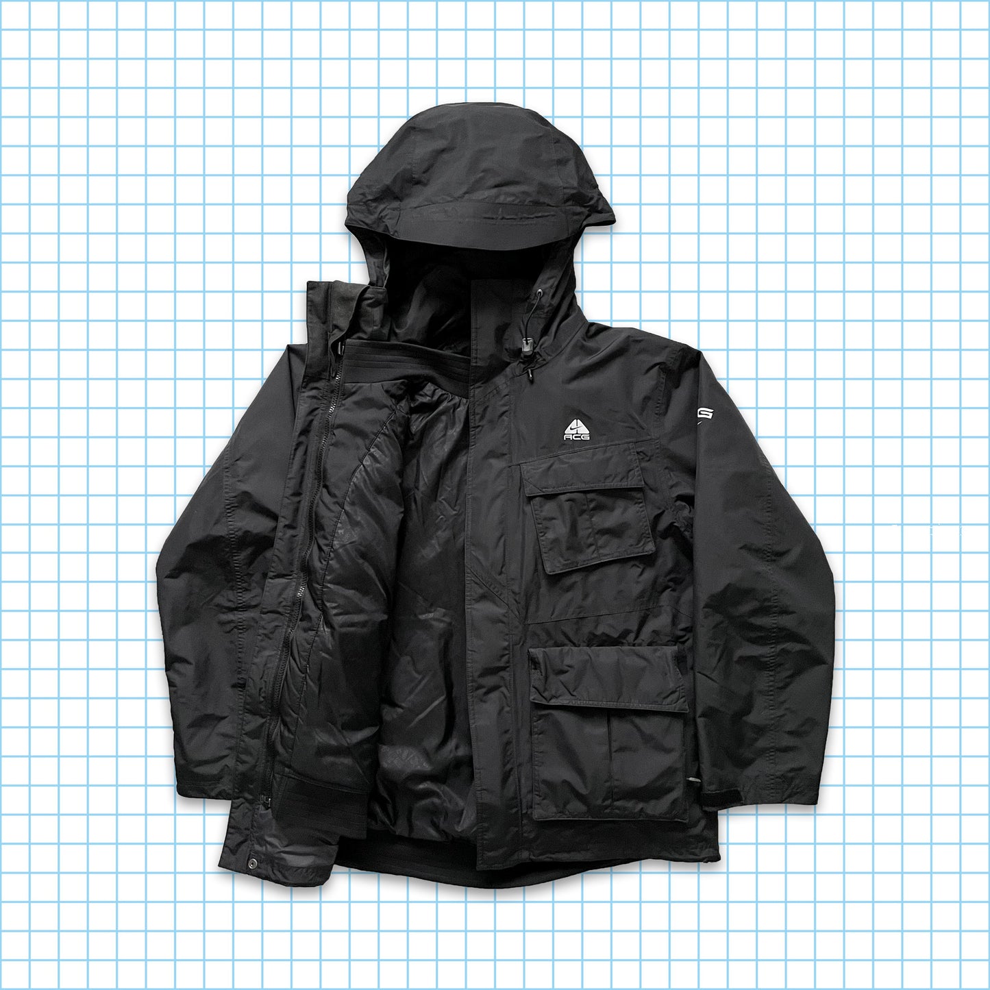 Vintage Nike ACG 2in1 Stealth Black Heavy Weight Multi Pocket - Large / Extra Large