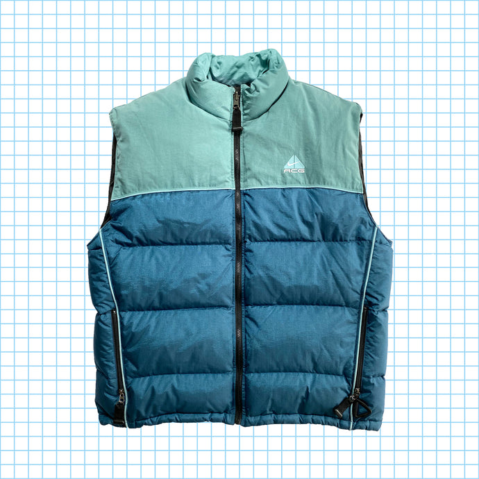 vintage Nike ACG Bleu Rembourré Down Gilet - Moyen