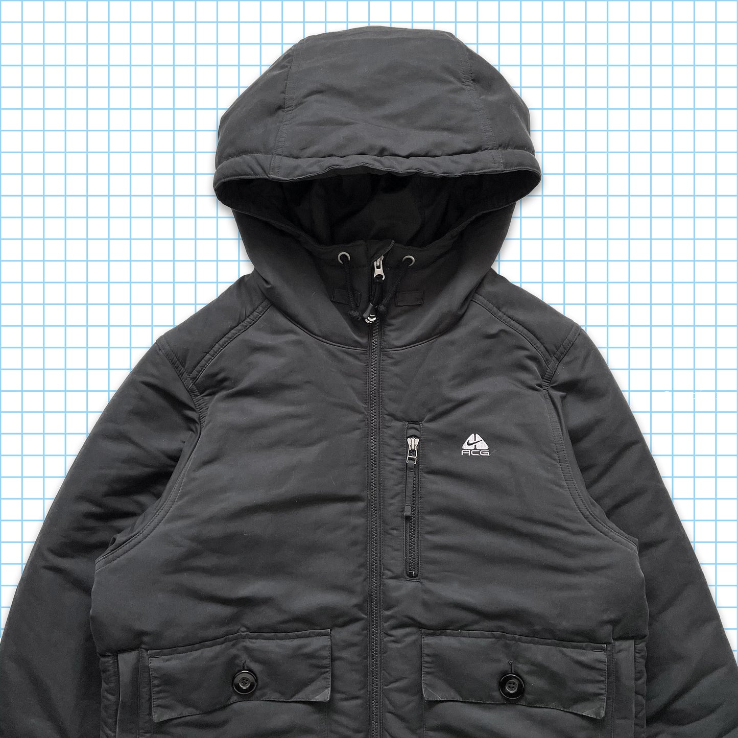 vintage Nike ACG Noir Soft Touch Cinq-Pocket Veste rembourrée - Moyenne / Grande