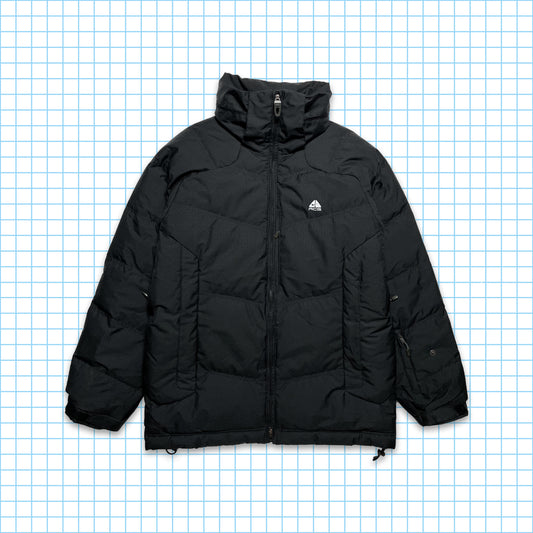 vintage Nike ACG 550 Down Black Aztek All Over Print Puffer - Moyen / Grand
