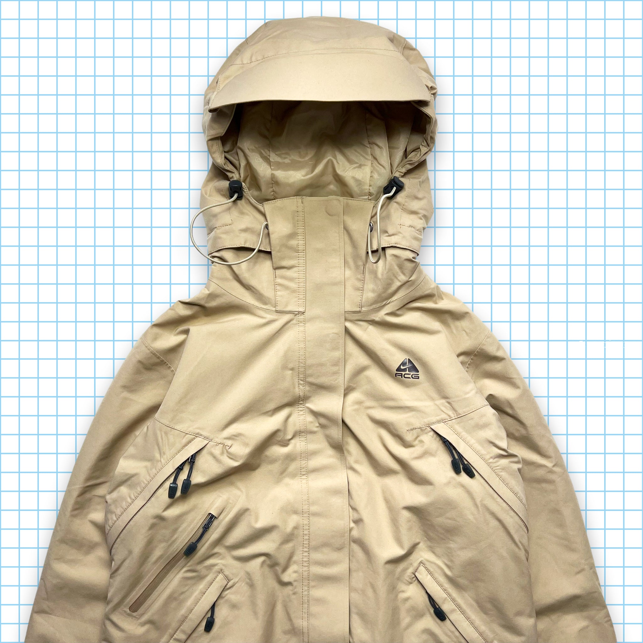 Nike ACG Light Beige Gore-Tex Tri-Pocket Padded Jacket - Small