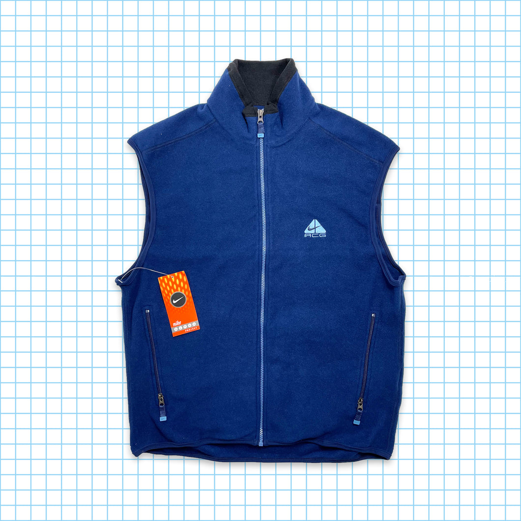 Vintage Nike ACG Royal Blue Fleece Vest - Extra Large