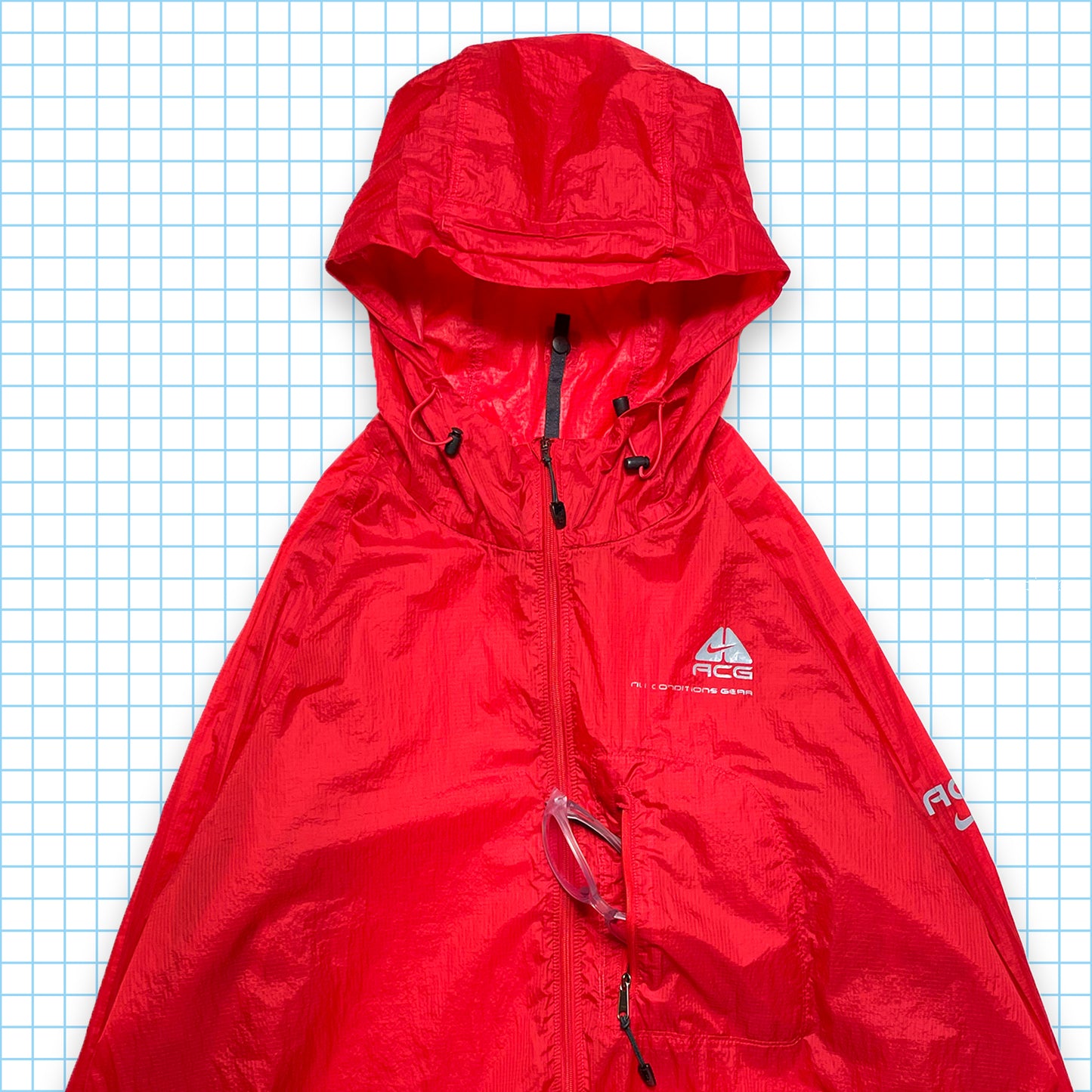 Nike ACG Red Semi Transparent Ripstop Jacket - Extra Large