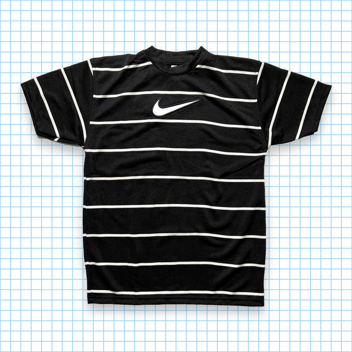 Vintage Nike Big Swoosh Striped Tee - Small